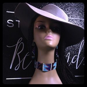 African beaded choker and matching earrings